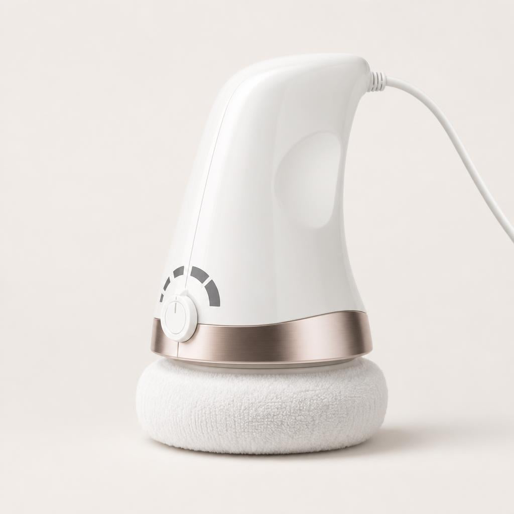 Sanfira Sculpt body massager, front view on a bone-white background